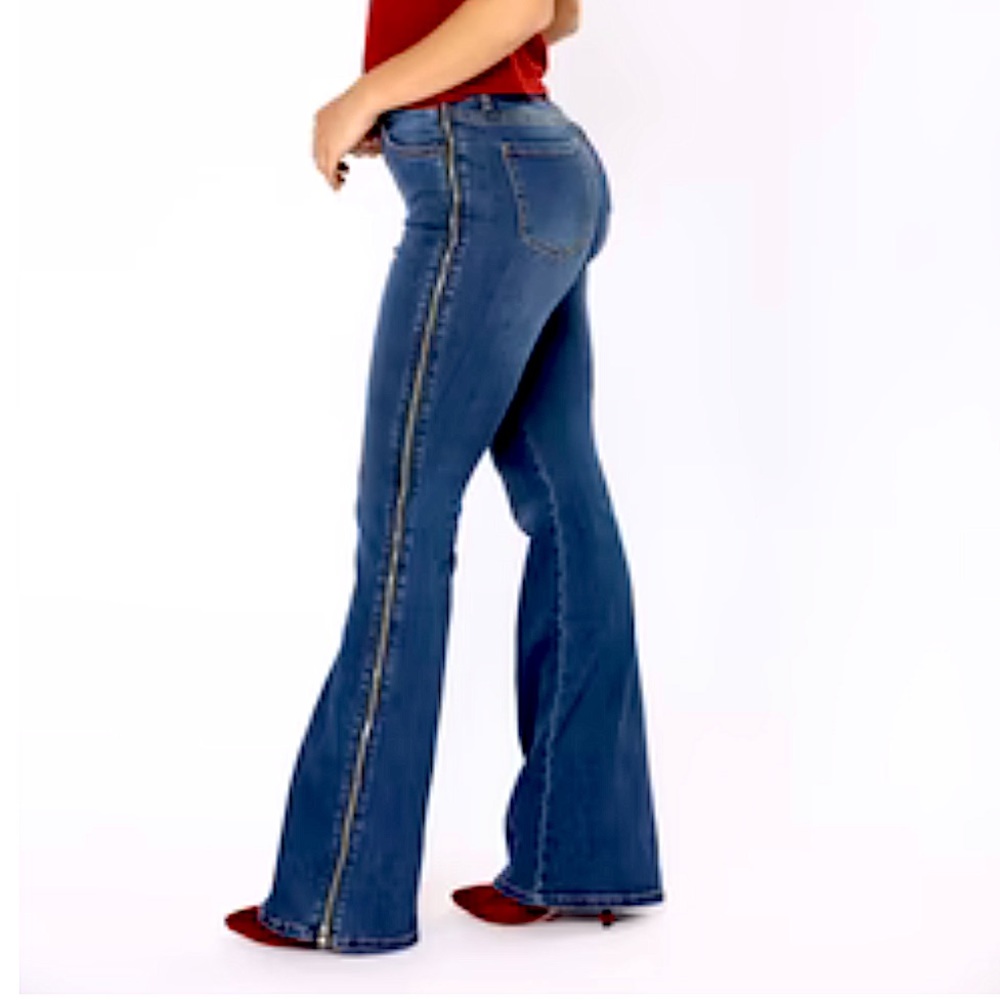 Fashion Nova Flared Zip Jeans